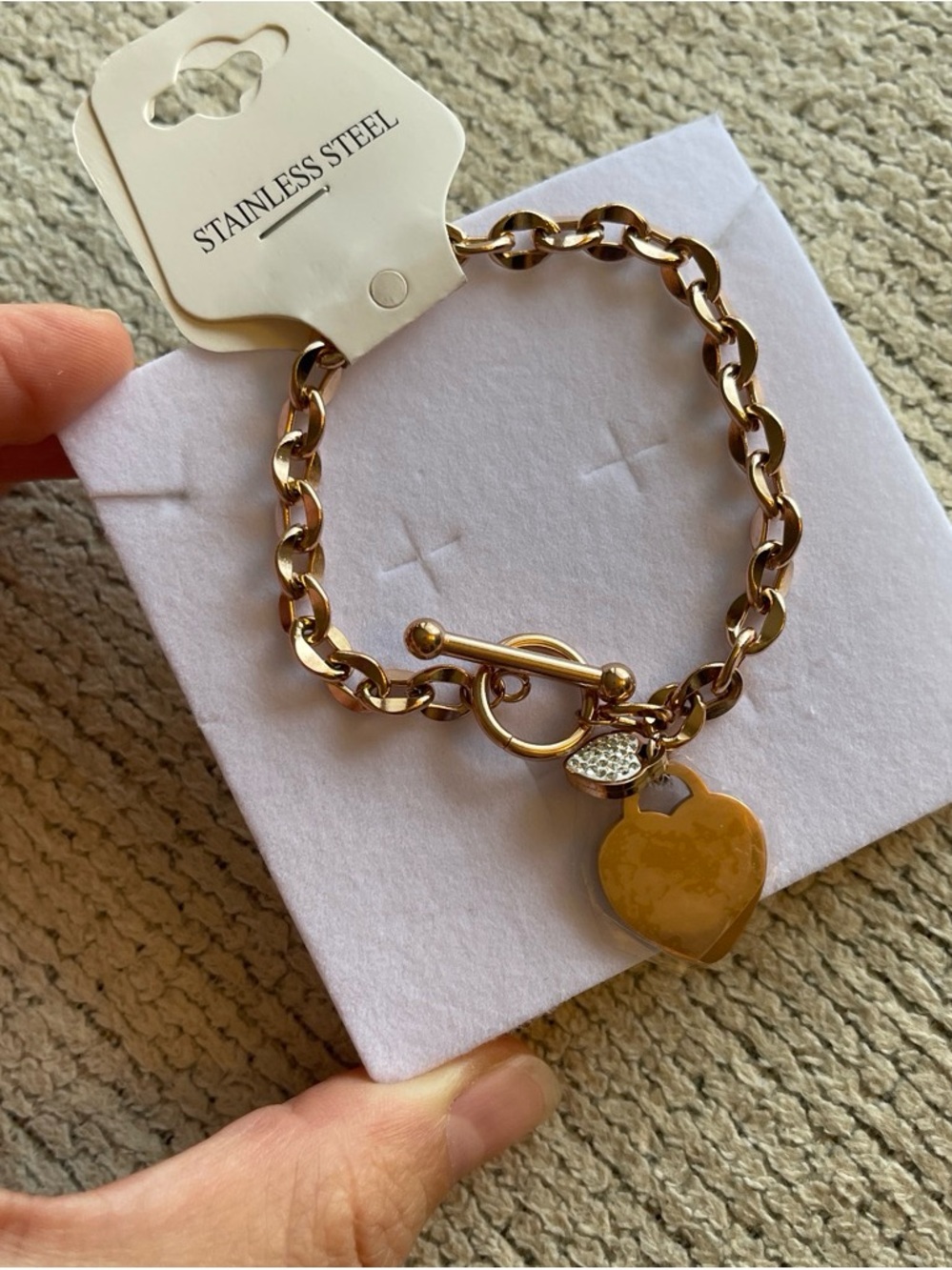 Rose Gold-Tone Heart Toggle Bracelet